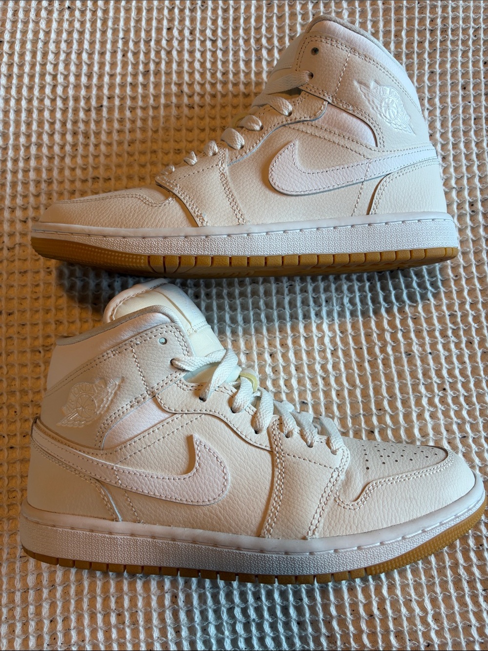 Air Jordan Nike Women's High-Top Sneakers in White with Gum Outsole